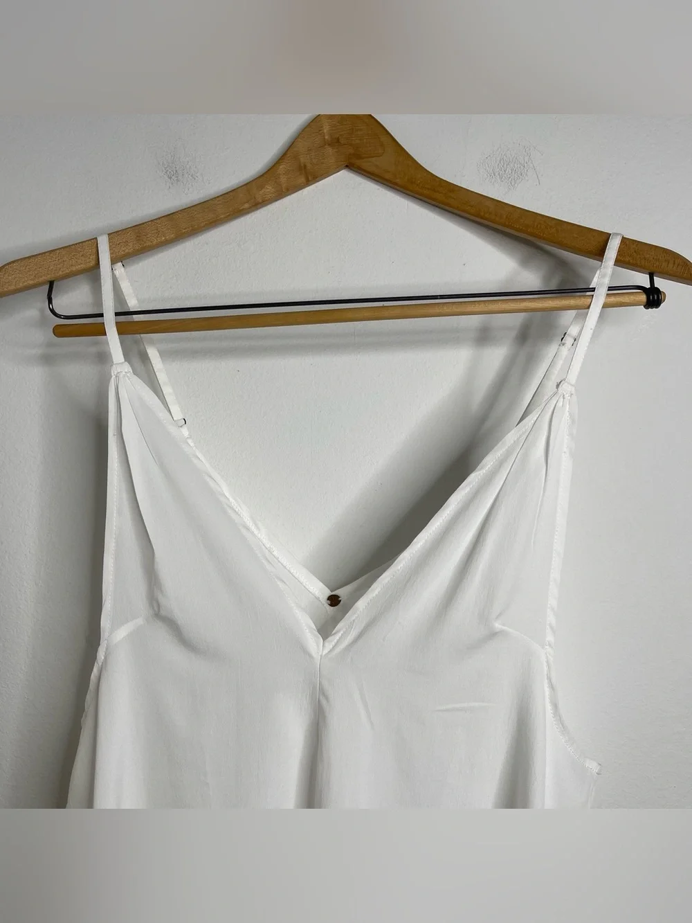 Free People FP One White Slip Cami Tunic Dress L Made in India Sheer Deep V Neck - Picture 9 of 16